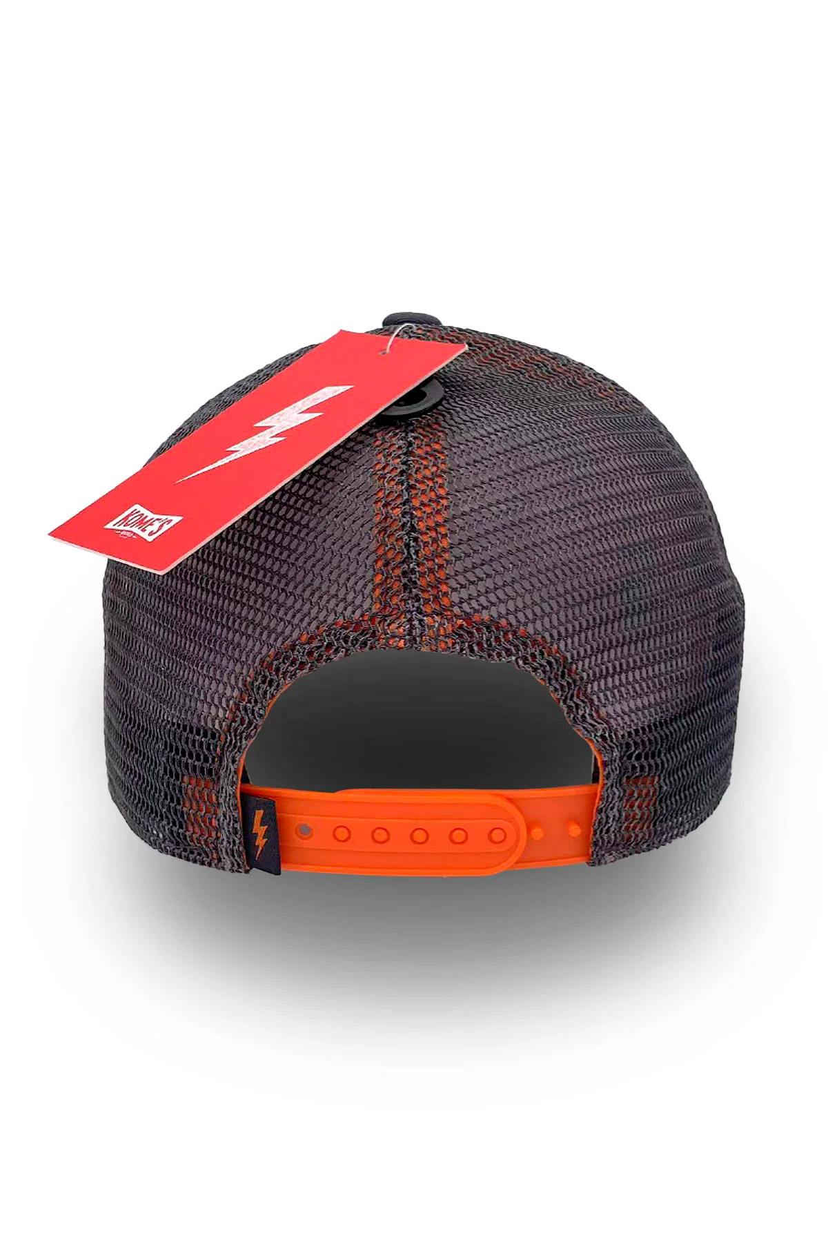 Orange, white and blue mesh cap with printed logo - Image n°5