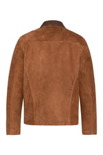 Rust-colored suede leather worker jacket with shirt collar - Image n°6