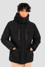 Black parka with multi-pocket hood - Image n°5