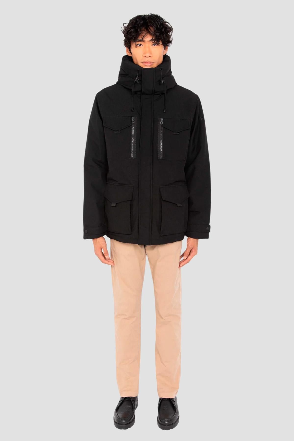 Black parka with multi-pocket hood - Image n°6