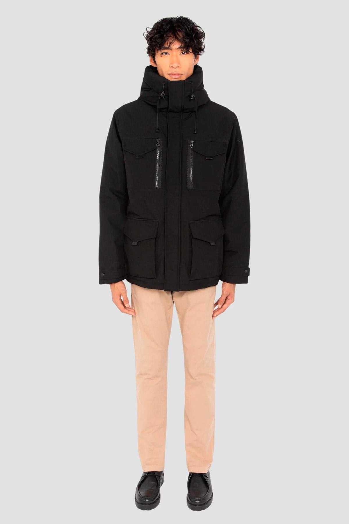 Black parka with multi-pocket hood - Image n°6
