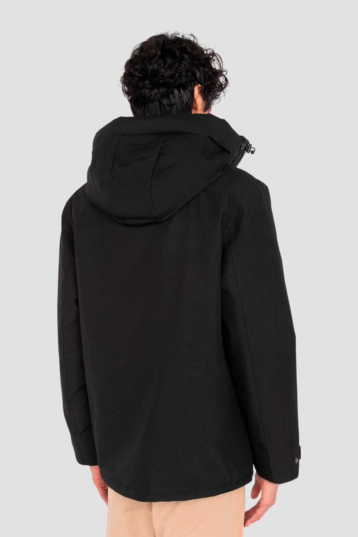 Black parka with multi-pocket hood - Image n°3