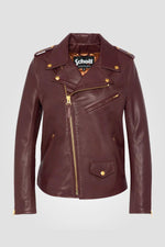 Women’s burgundy leather perfecto - Image n°5