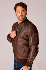 Brown leather bomber jacket from the Patrouille de France - Image n°4