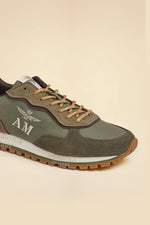 Canvas sneakers with military green suede inserts - Image n°2