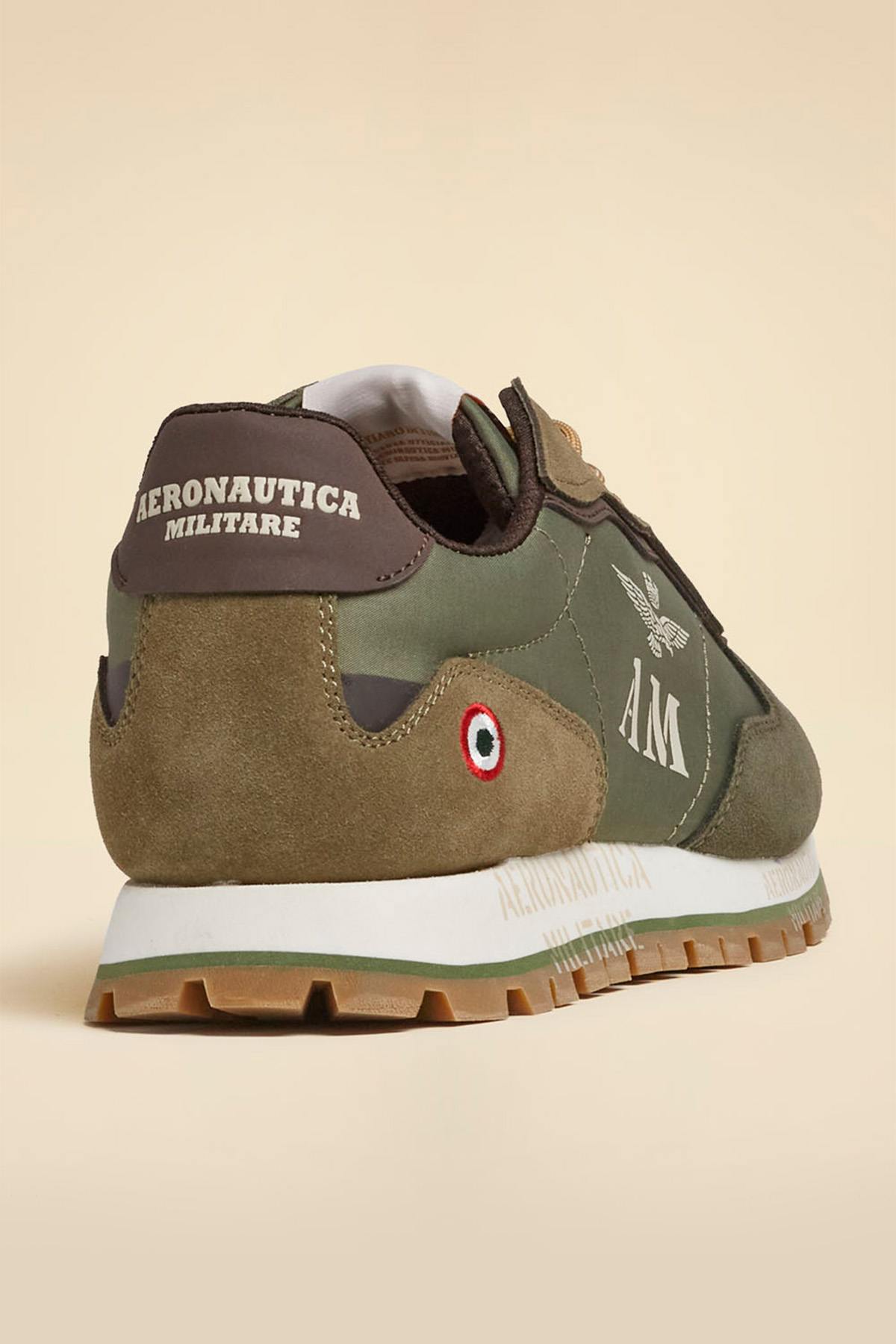 Canvas sneakers with military green suede inserts - Image n°3