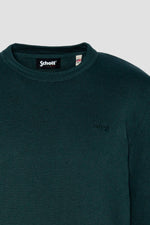 Dark green round neck sweater in fine knit - Image n°6