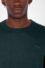 Dark green round neck sweater in fine knit - Image n°2