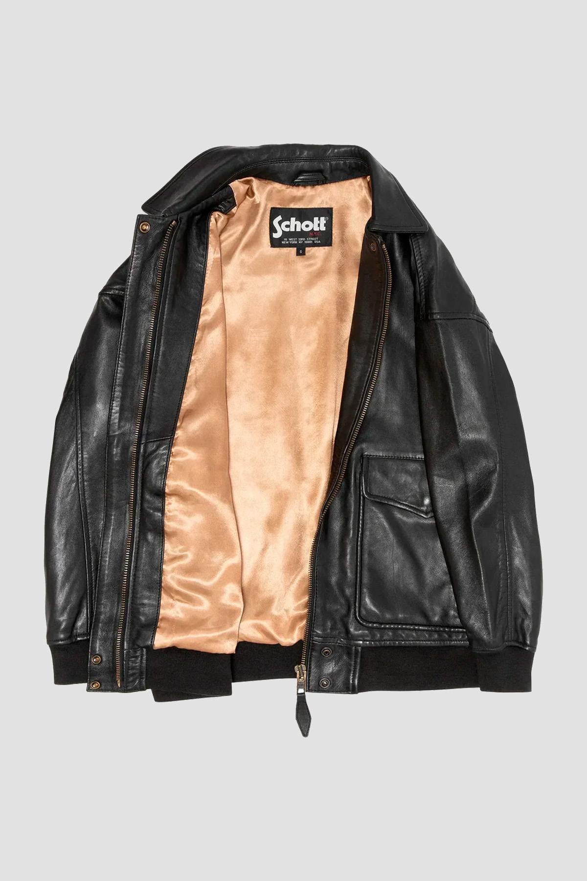 Black leather boyfriend bomber jacket - Image n°3