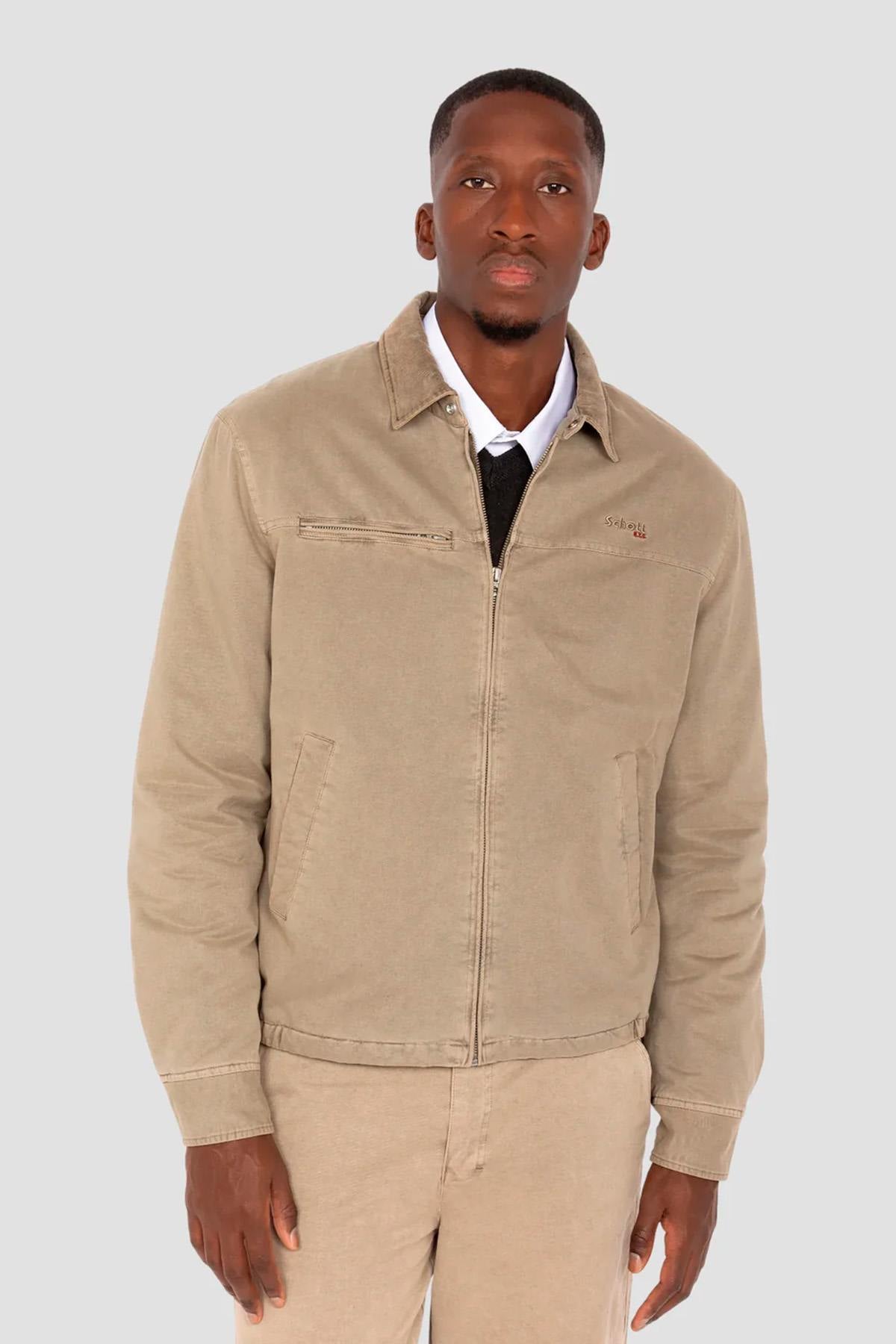 Taupe washed cotton worker jacket - Image n°3