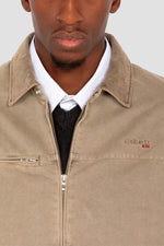 Taupe washed cotton worker jacket - Image n°2