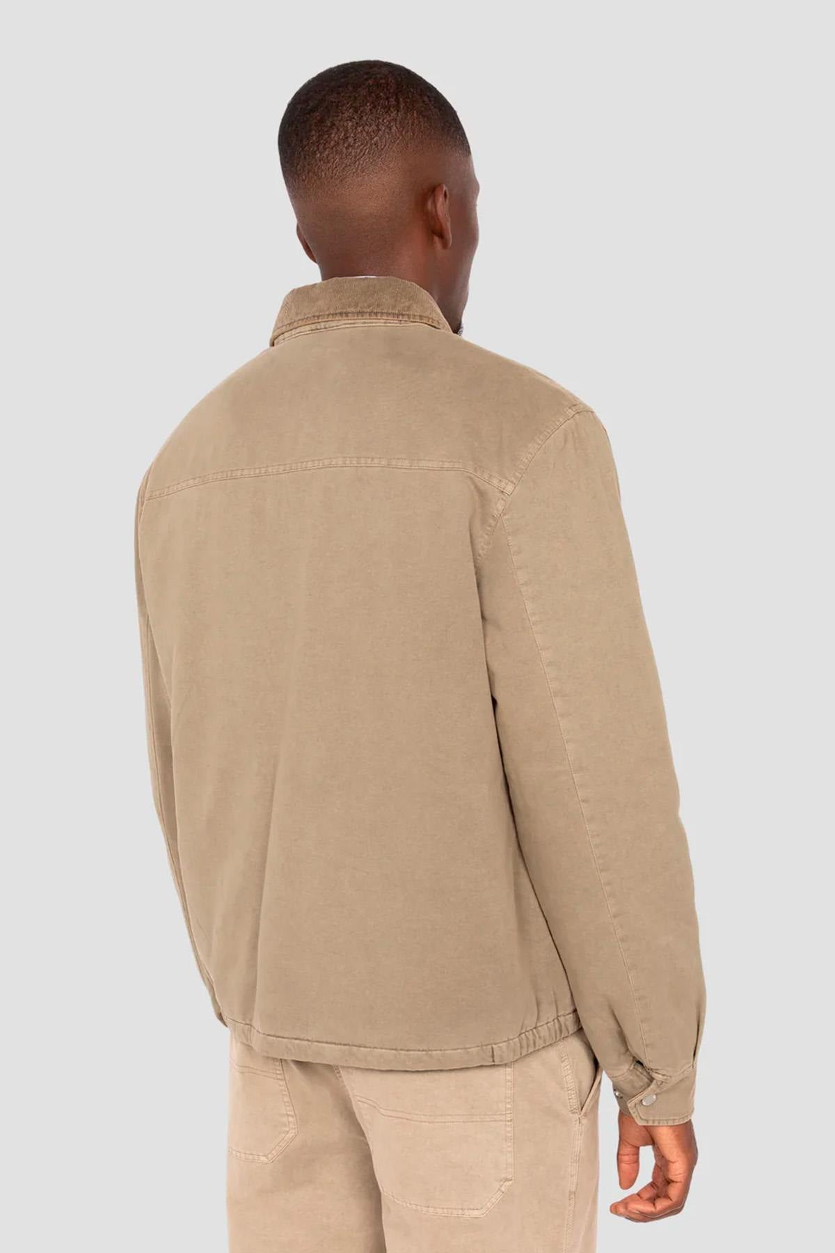 Taupe washed cotton worker jacket - Image n°4