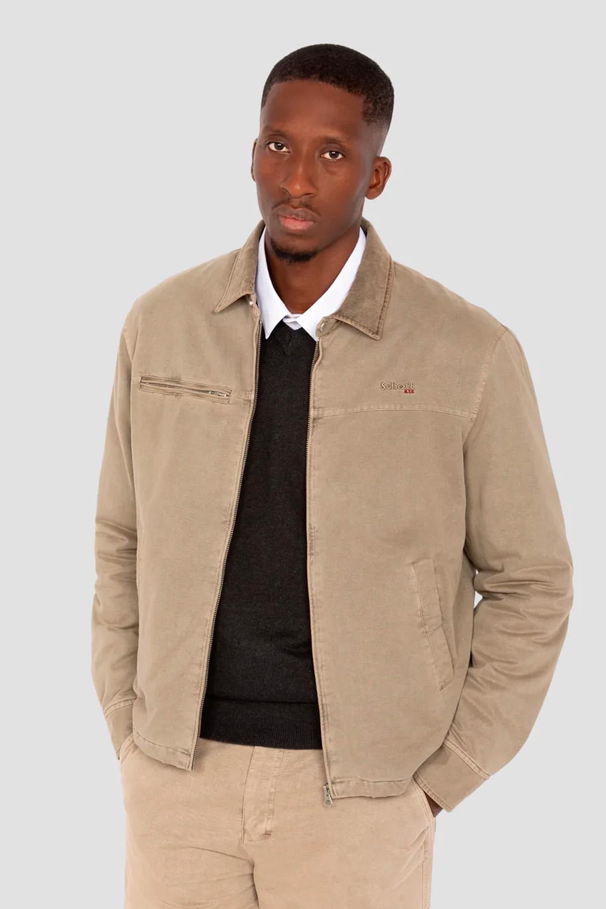 Taupe washed cotton worker jacket - Image n°1