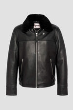 Iconic Schott pilot jacket in black cowhide with zip and collar. - Image n°5