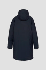 Long navy blue hooded parka - Image n°4
