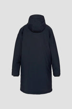 Long navy blue hooded parka - Image n°4