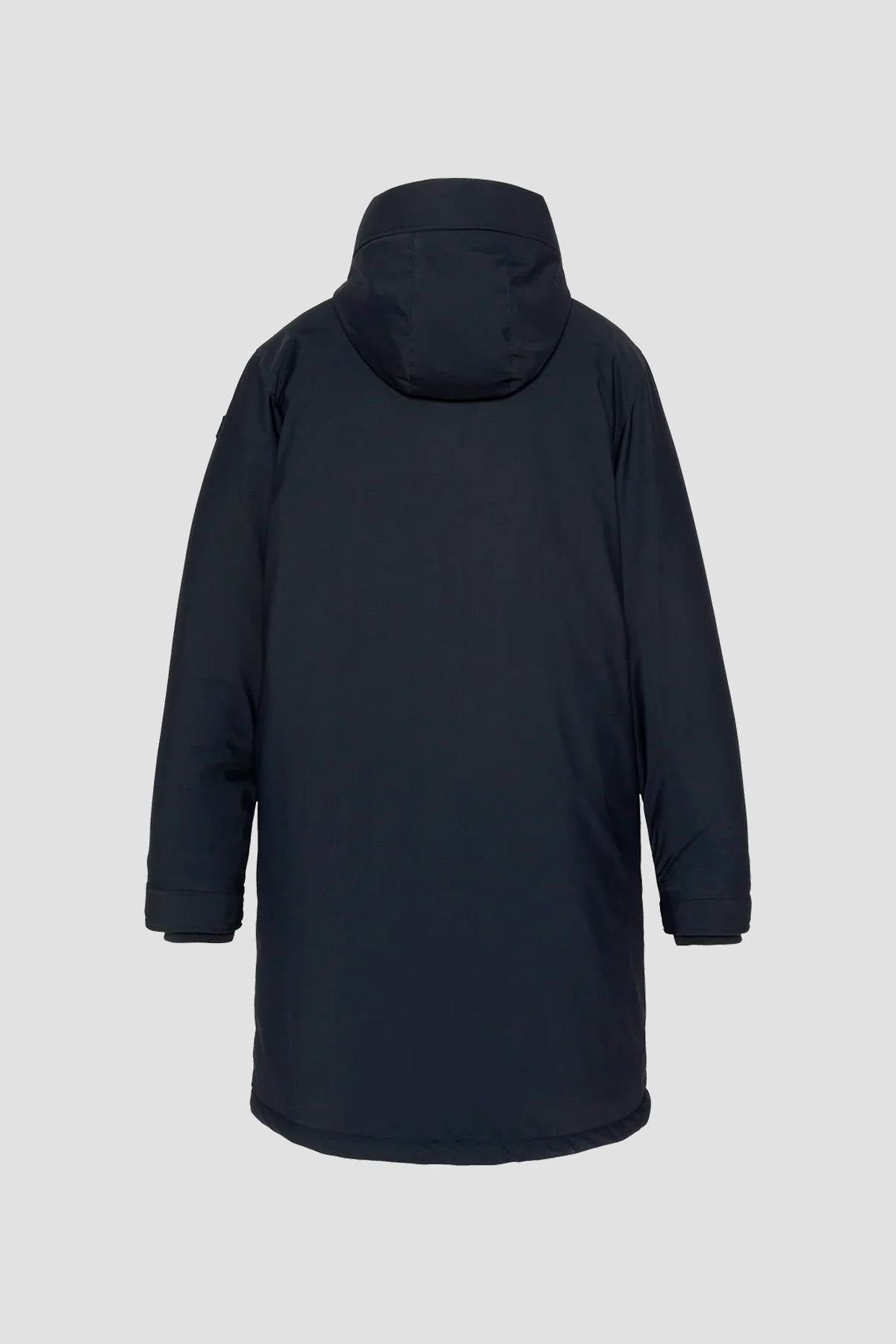 Long navy blue hooded parka - Image n°4