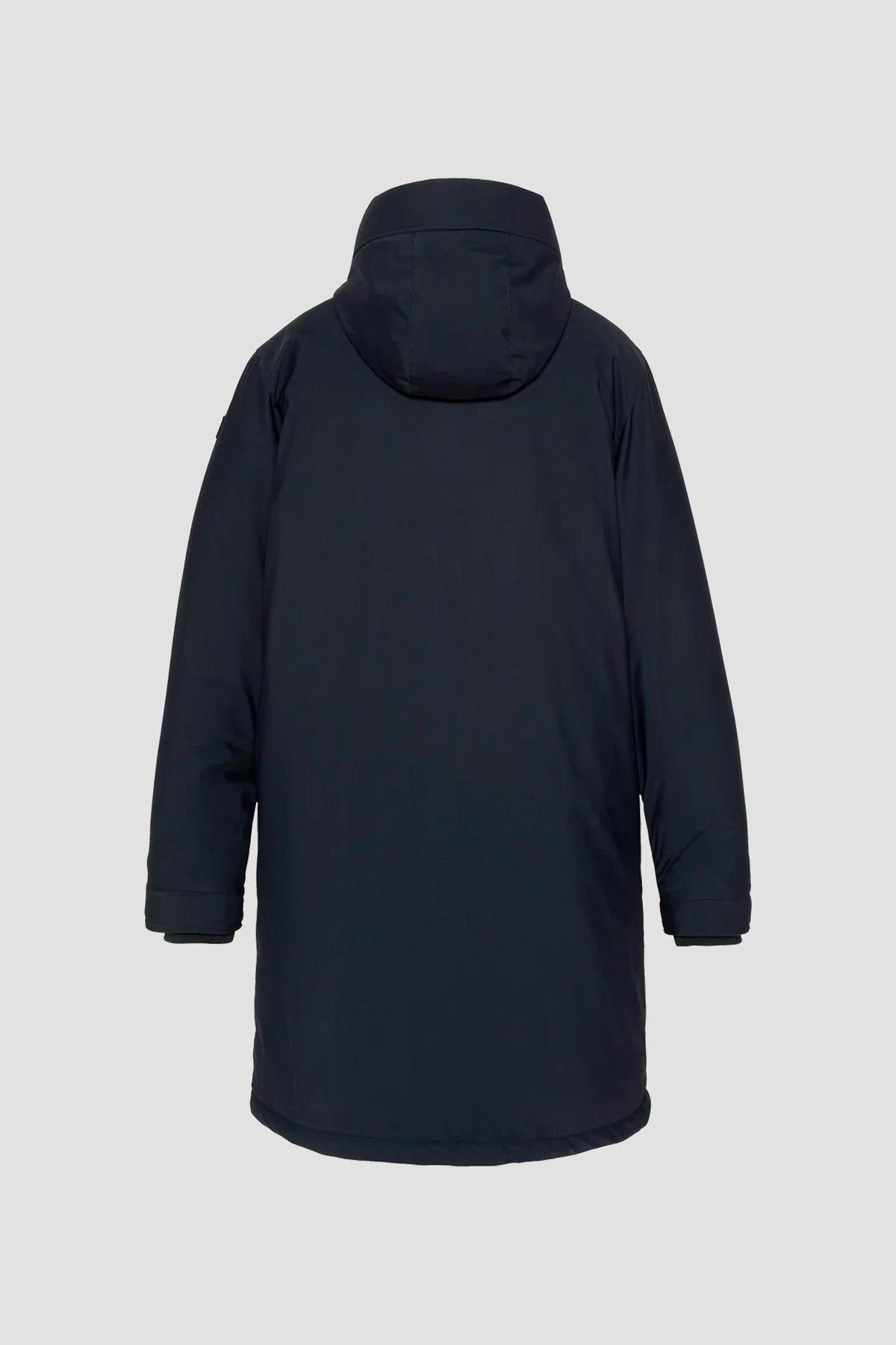 Long navy blue hooded parka - Image n°4