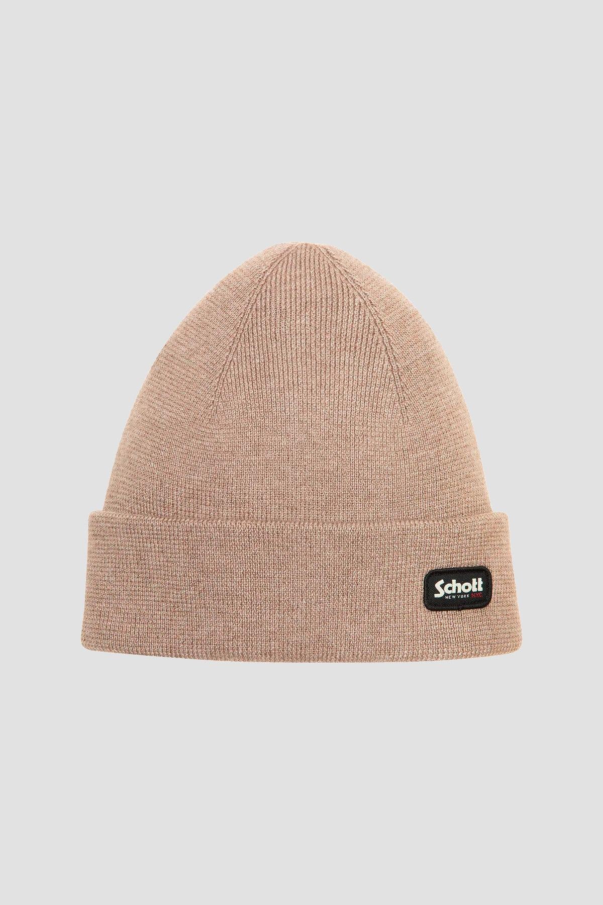 Taupe-colored cuffed beanie - Image n°1