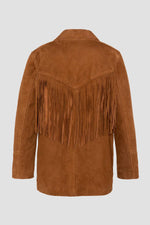 Rust Western Suede Leather Jacket with Fringes - Image n°2