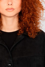 Black Western Suede Leather Jacket with Fringes - Image n°6