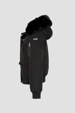 Short black snorkel jacket with hood - Image n°9