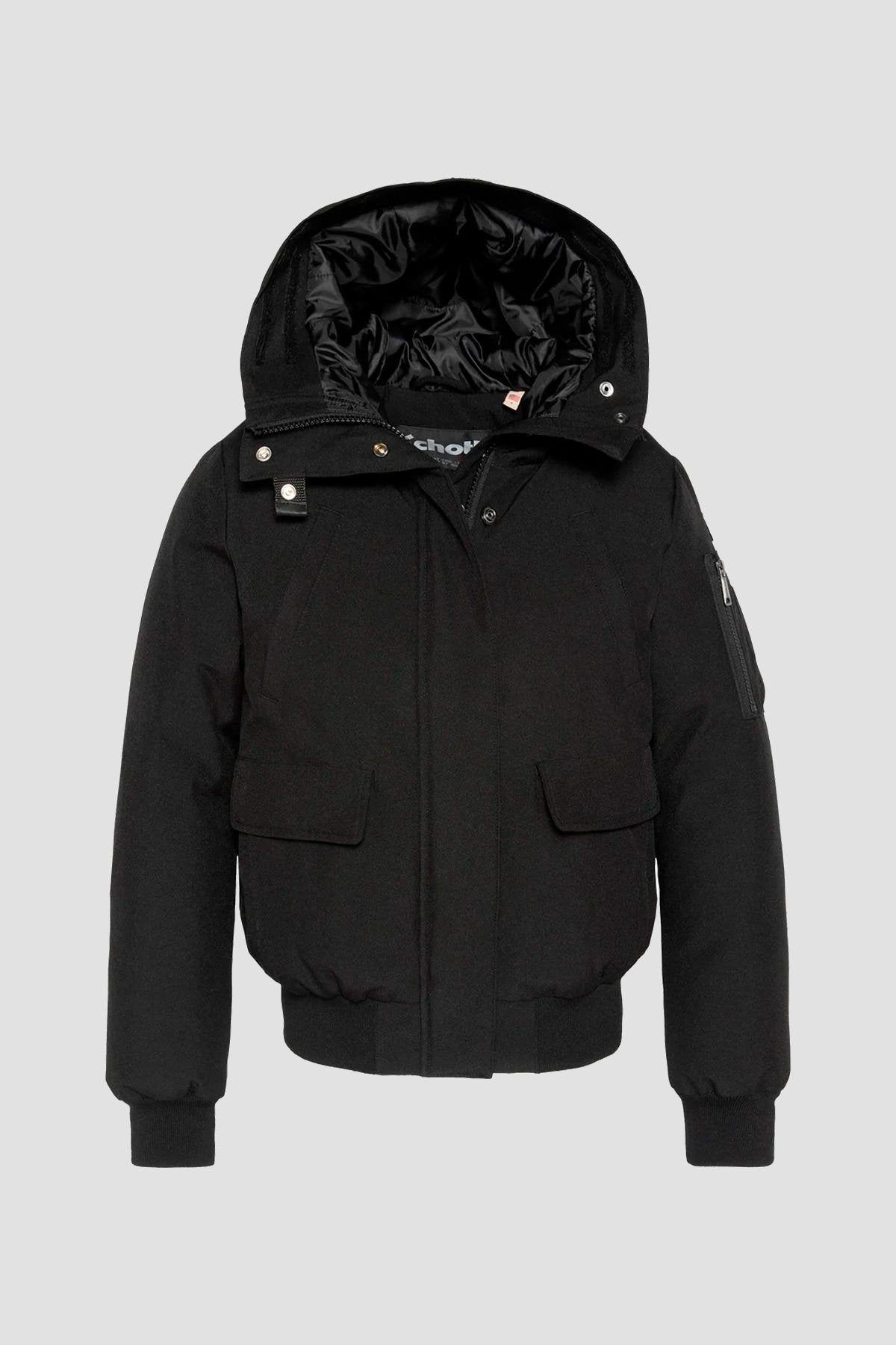 Short black snorkel jacket with hood - Image n°11