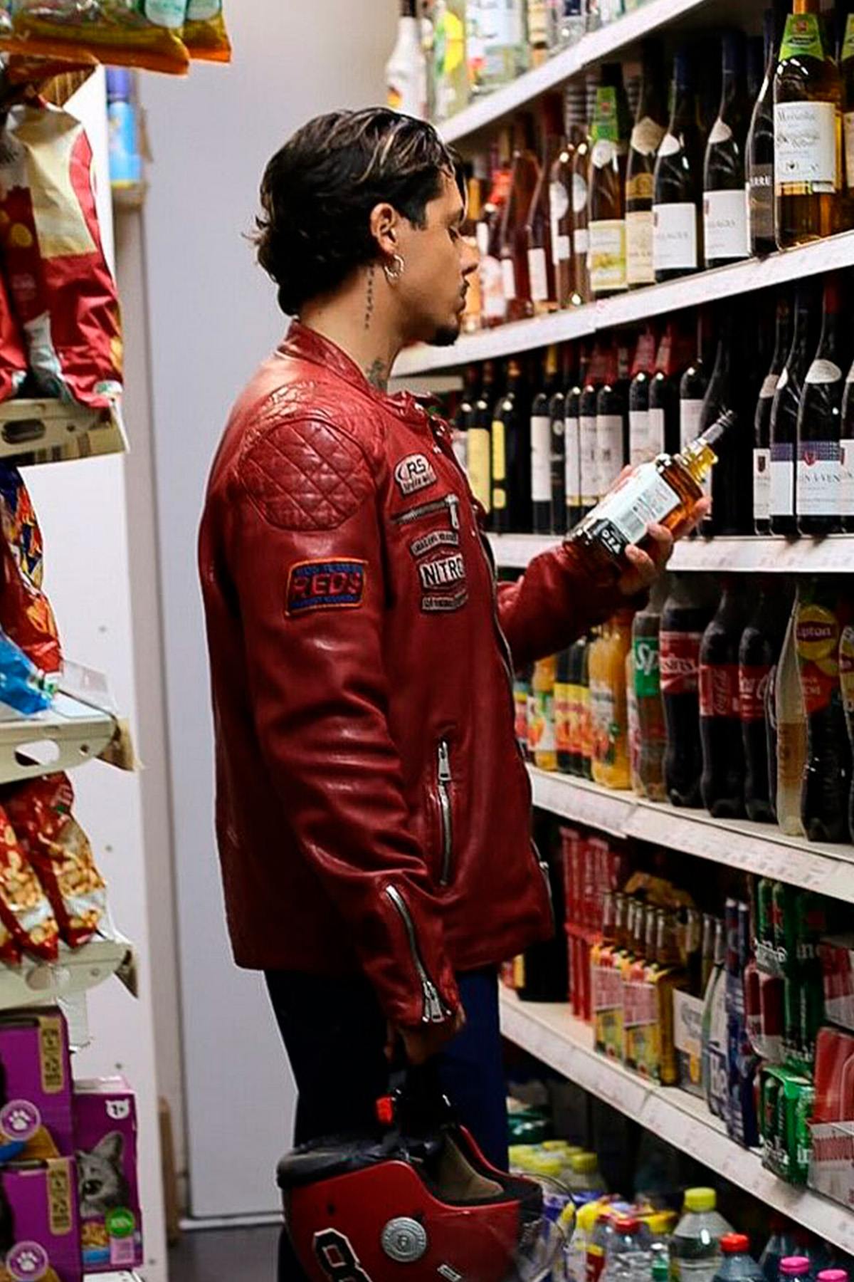 Redskins' lambskin biker jacket in bold Barcelona red. - Image n°6