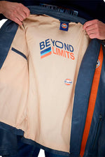 Gulf navy blue biker collar leather jacket - Image n°6