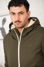 Long dark khaki parka with sherpa lining - Image n°2
