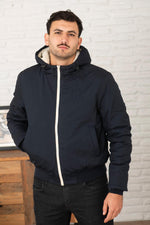 Navy blue multi-pocket parka - Image n°1