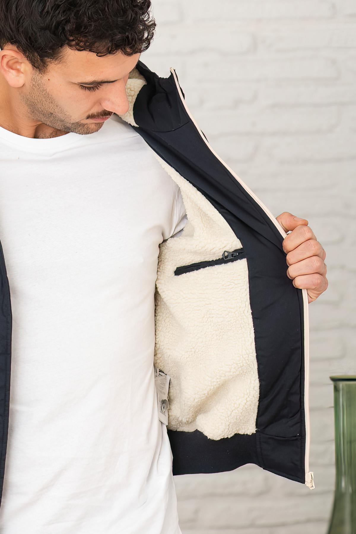 Navy blue multi-pocket parka - Image n°9