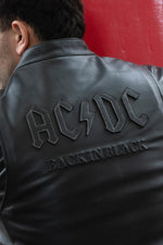 AC/DC Licensed Biker Collar Leather Jacket - Image n°4