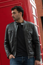 AC/DC Licensed Biker Collar Leather Jacket - Image n°2