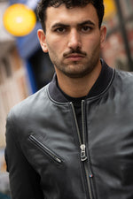 Redskins' navy sheep leather bomber, Patrouille de France-inspired. - Image n°4