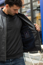 Redskins' navy sheep leather bomber, Patrouille de France-inspired. - Image n°6