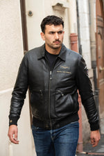 Black sheepskin aviator jacket inspired by RAF pilots. - Image n°10