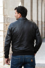 Black sheepskin aviator jacket inspired by RAF pilots. - Image n°3