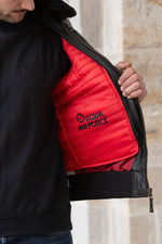 Black leather bomber jacket with Royal Air Force patches - Image n°7