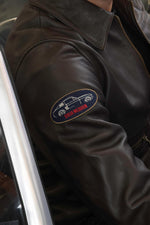 Vintage brown leather shirt collar jacket - Image n°2