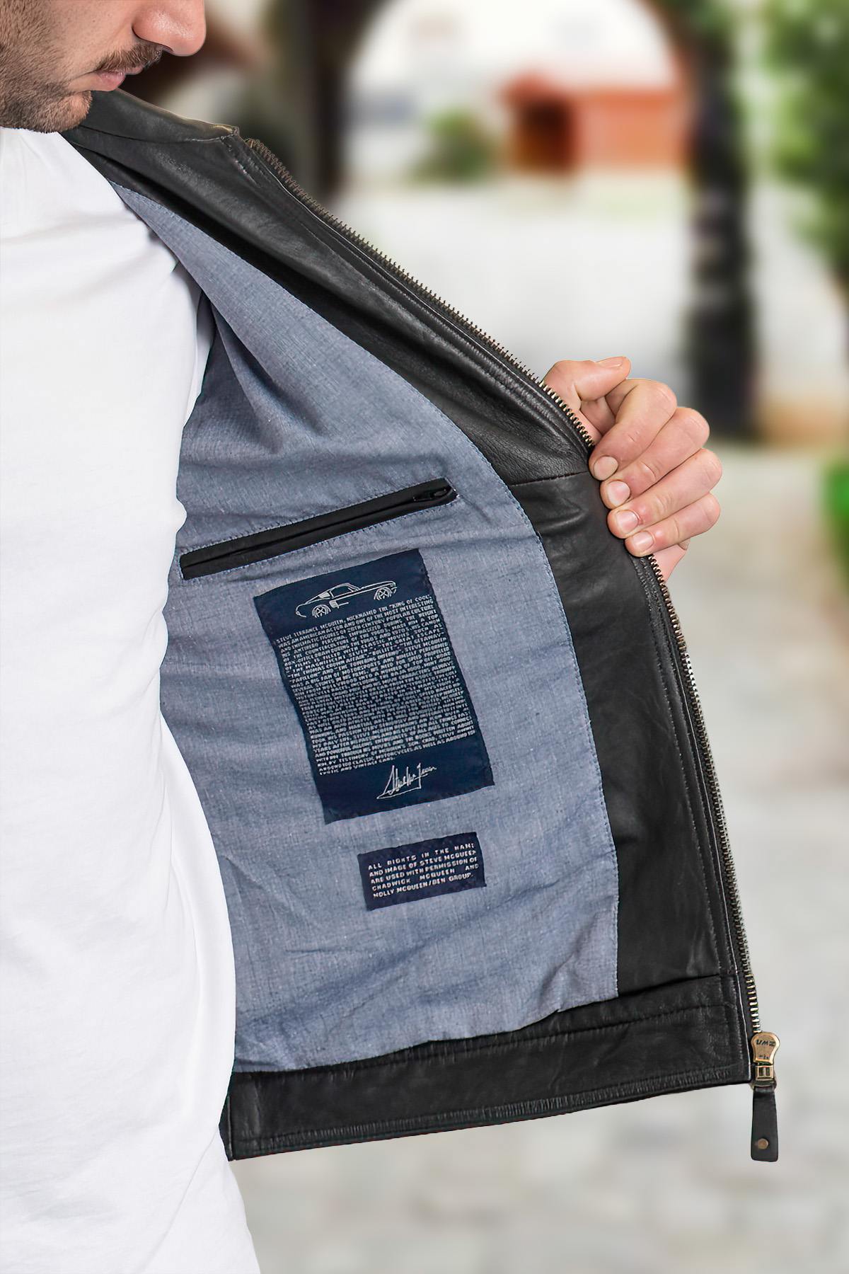 Steve McQueen black leather jacket - Image n°6