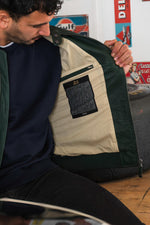 Green leather jacket with racing stripes - Image n°7