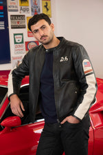Le Mans-inspired black sheepskin jacket with classic biker edge. - Image n°5