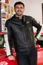 Le Mans-inspired black sheepskin jacket with classic biker edge. - Image n°2