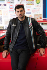 Richard Black: black lambskin jacket, regular fit, biker collar. Soft. - Image n°2