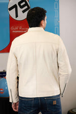 Gulf leather jacket with light beige biker collar - Image n°4