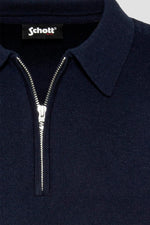 navy blue Milano knit polo neck sweater - Image n°2