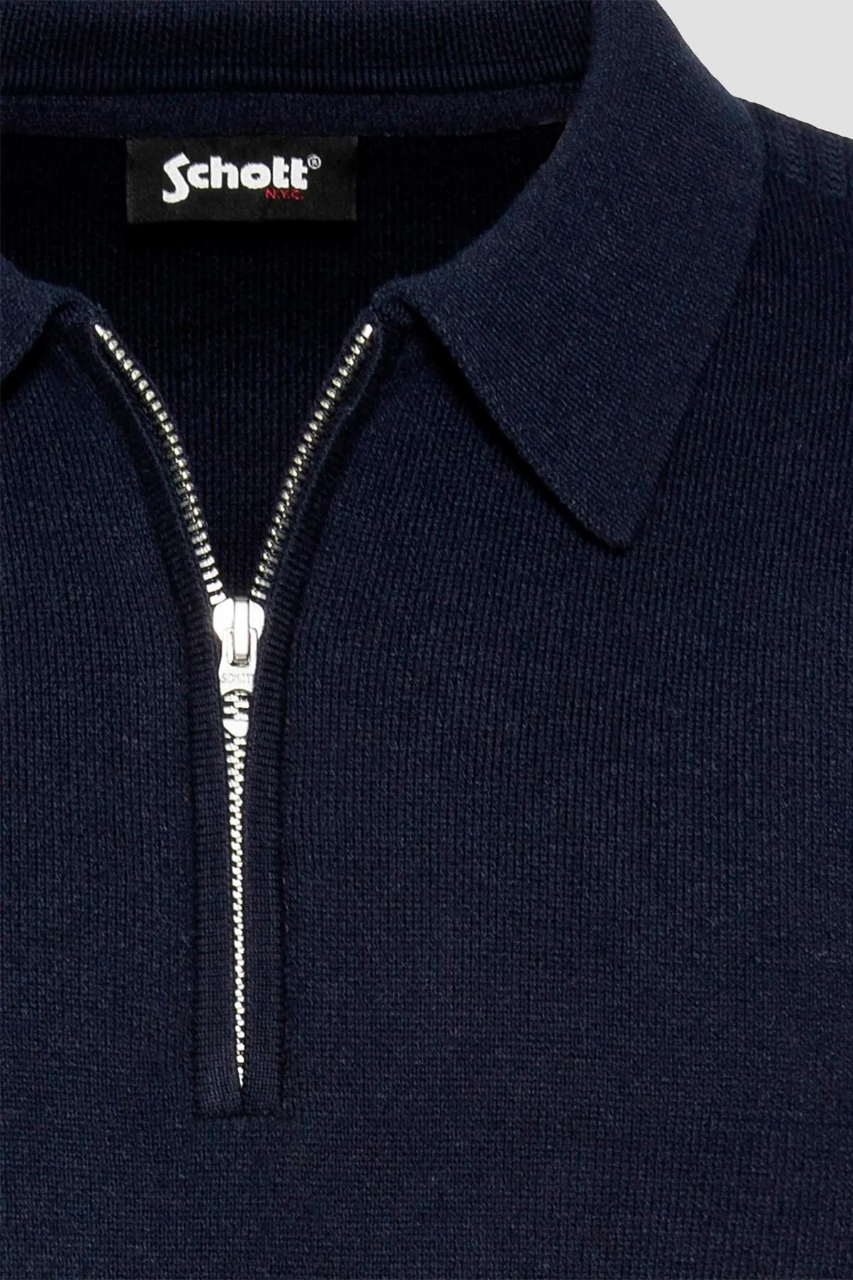 navy blue Milano knit polo neck sweater - Image n°2
