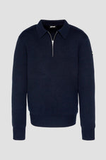 navy blue Milano knit polo neck sweater - Image n°1