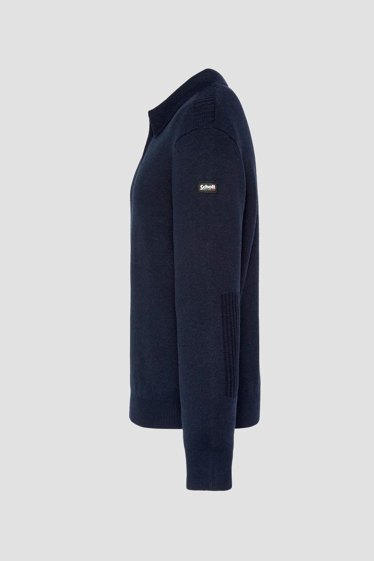 navy blue Milano knit polo neck sweater - Image n°3